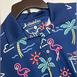 Chubbies Men’s Small Polo Short Sleeve All Over Print Polyester Spandex Shirt